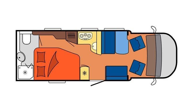 De plattegrond van de Touring Cars Small camper