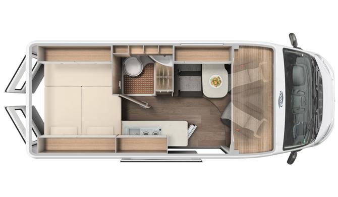 De plattegrond van de Rent Easy City Extra camper