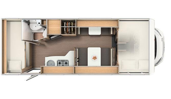 Plattegrond van de Family camper van Camperworld