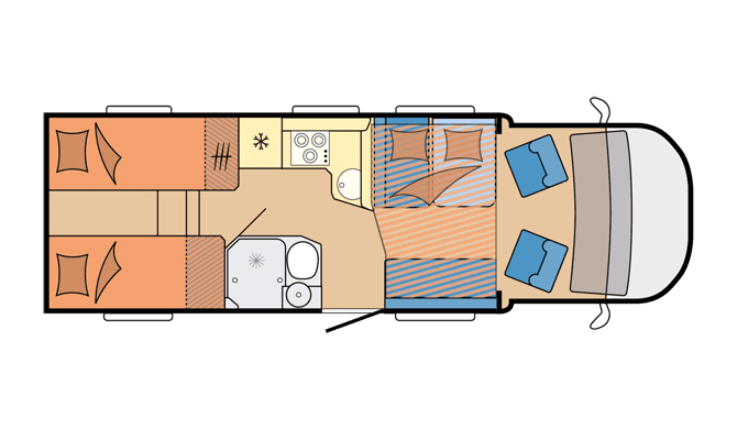 Plattegrond van de Touring Cars Luxury Medium camper
