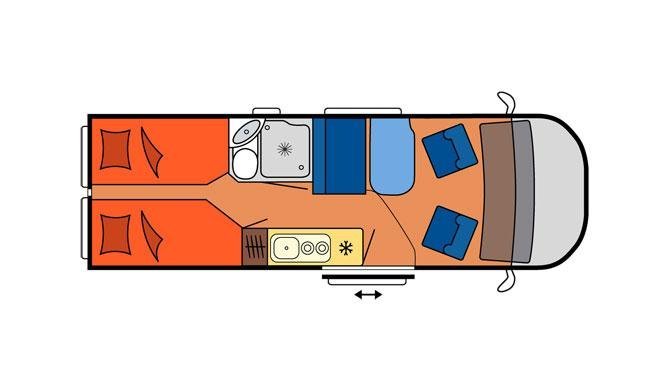 De plattegrond van de Touring Cars Van