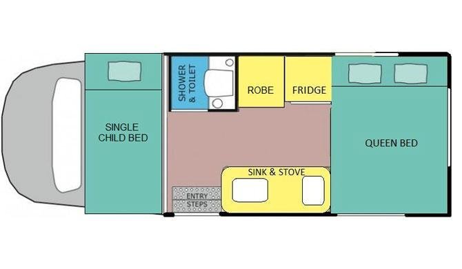 Plattegrond van de Lets Go 3 Berth Cruiser camper