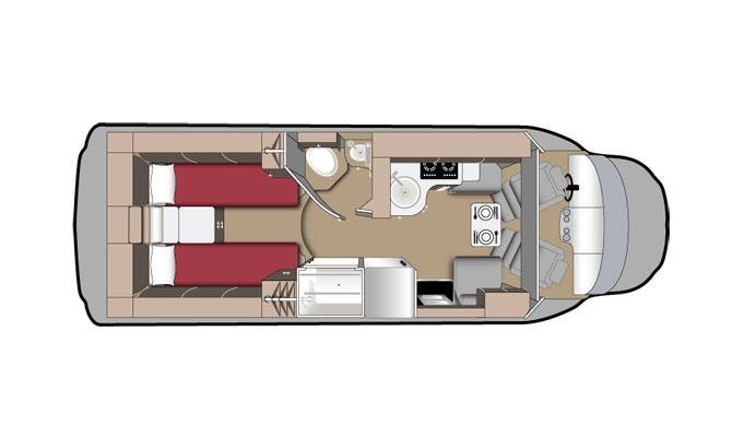 De plattegrond van de Fraserway B+ Premium camper