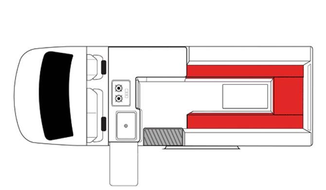 De plattegrond van de Mighty Highball camper