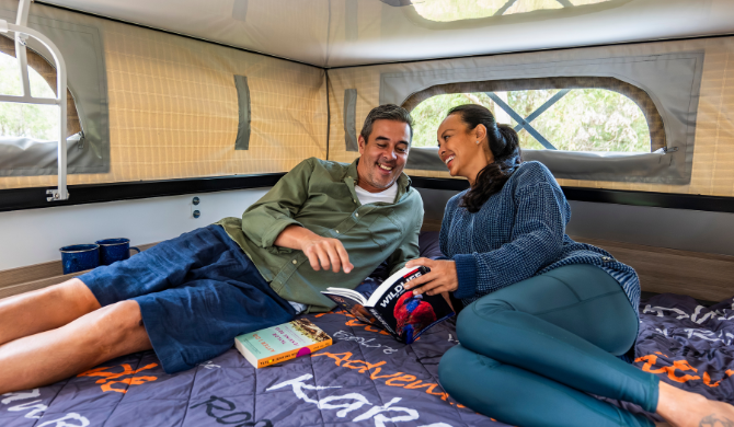 Het bed in de 4WD camper van Mighty Australië