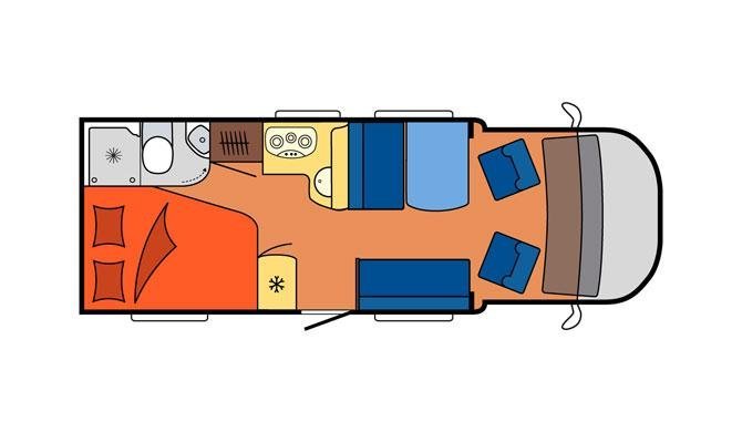 De plattegrond van de Touring Cars Small camper