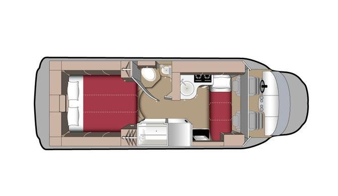 De plattegrond van de Fraserway B+ Premium camper