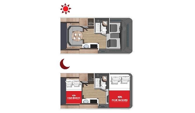 Plattegrond van de Four Seasons C-Small camper