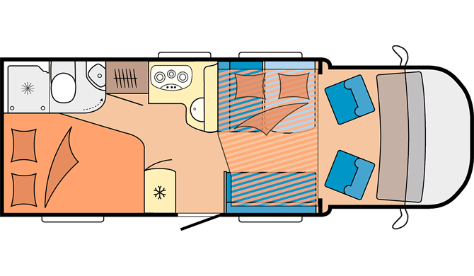 Plattegrond van de Touring Cars Luxury Medium camper