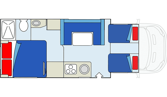 De plattegrond van de CanaDream MHC camper
