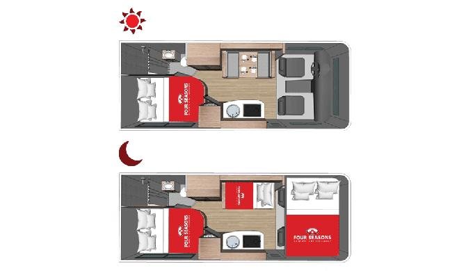 Plattegrond van de Four Seasons C-Medium camper