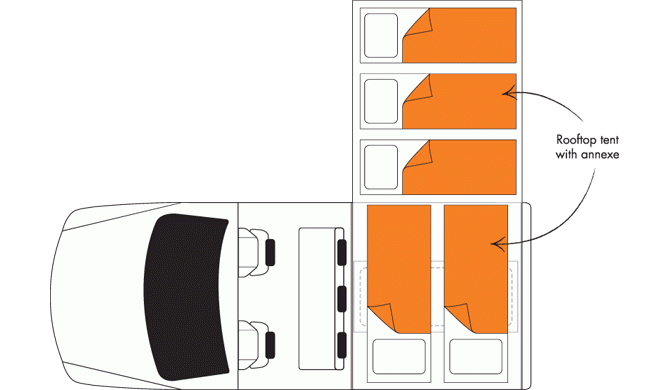 De plattegrond van de Britz Safari Auto camper