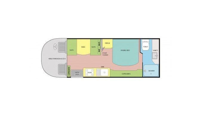 Plattegrond van de Lets Go 4 Berth Conquest Royale camper