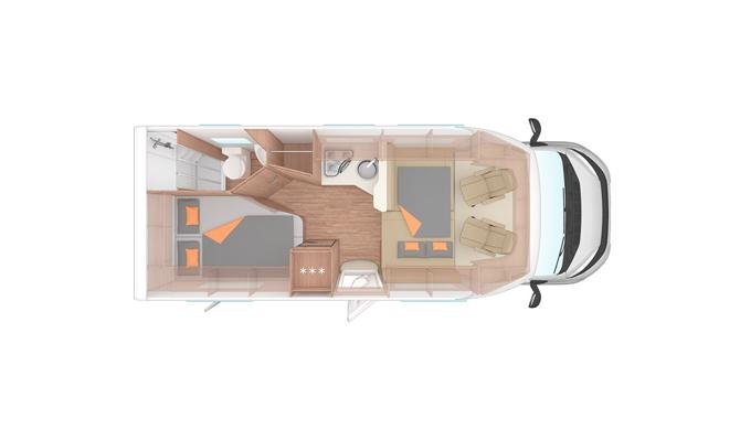 Plattegrond van de Apollo Family Traveller Plus camper