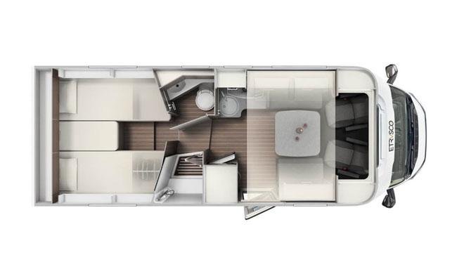 De plattegrond van de Just Go Pathfinder camper