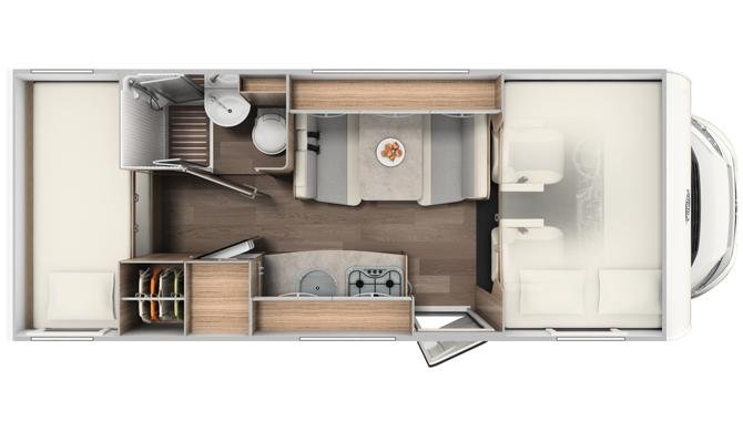 De plattegrond van de Rent Easy Family Extra camper