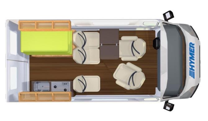 De plattegrond van de Rent Easy City Classic camper