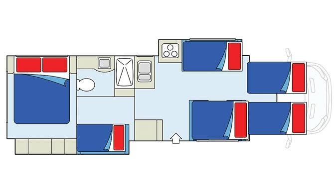 De plattegrond van de CanaDream MHX camper