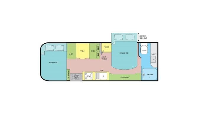 Plattegrond van de Lets Go 4 Berth Conquest Royale