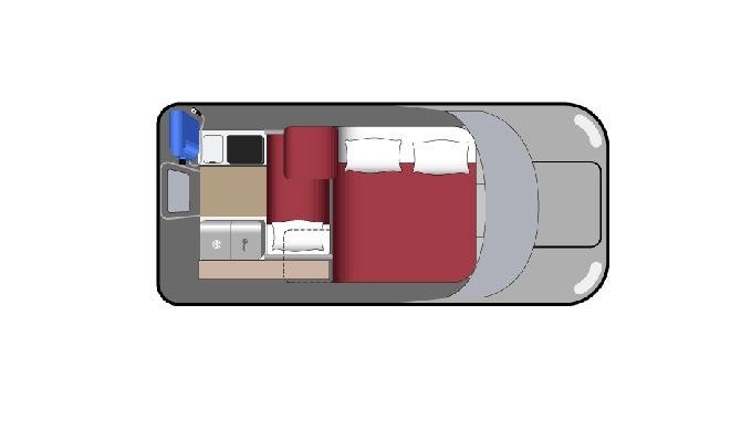 De plattegrond van de camper in de nacht