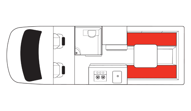 De plattegrond van de Mighty Duo camper