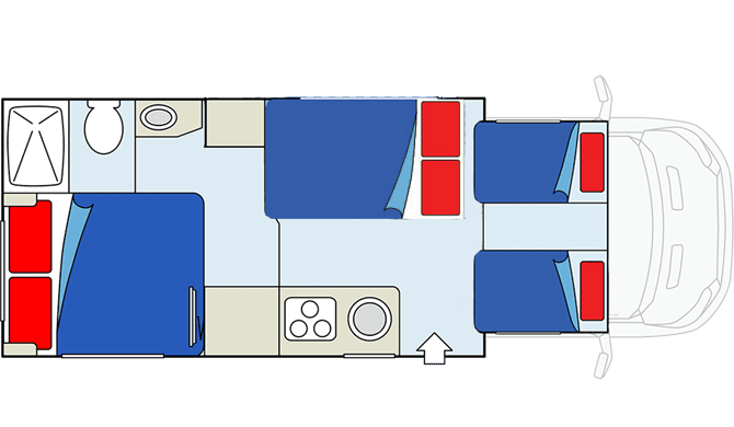 De plattegrond van de CanaDream MHC camper
