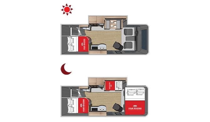 Plattegrond van de Four Seasons C-Large camper